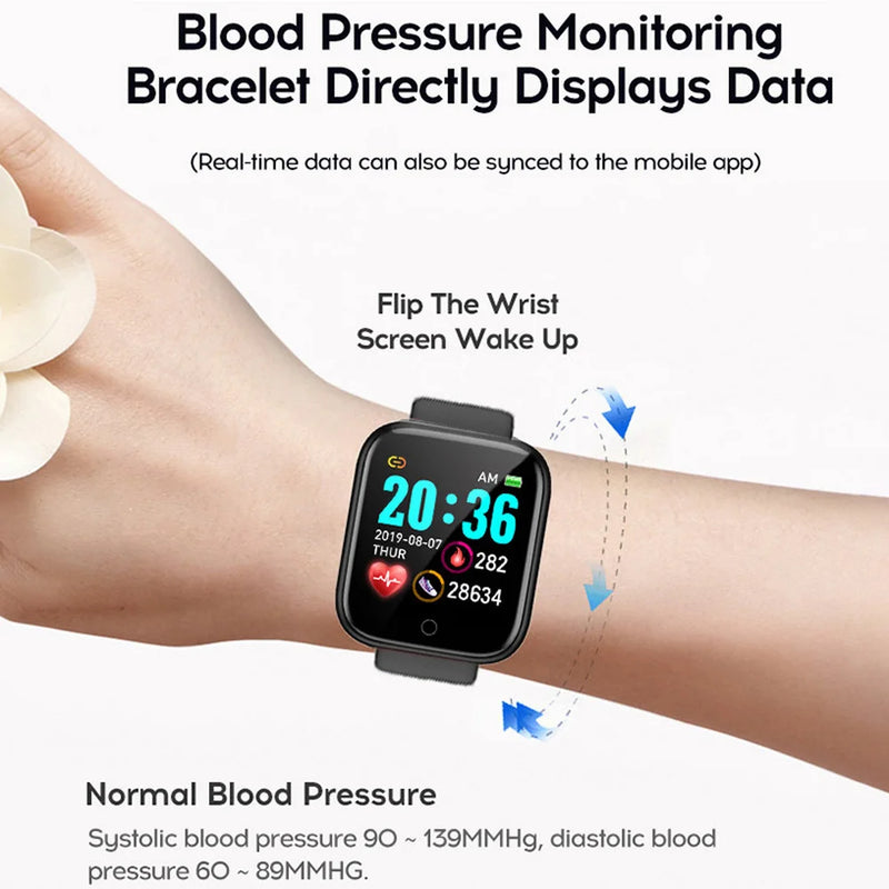 D20 Smart Watch Women Men Waterproof Bluetooth Heart Rate Fitness Tracker Y68 Smart Bracelet Sports Smartwatch for IOS Android