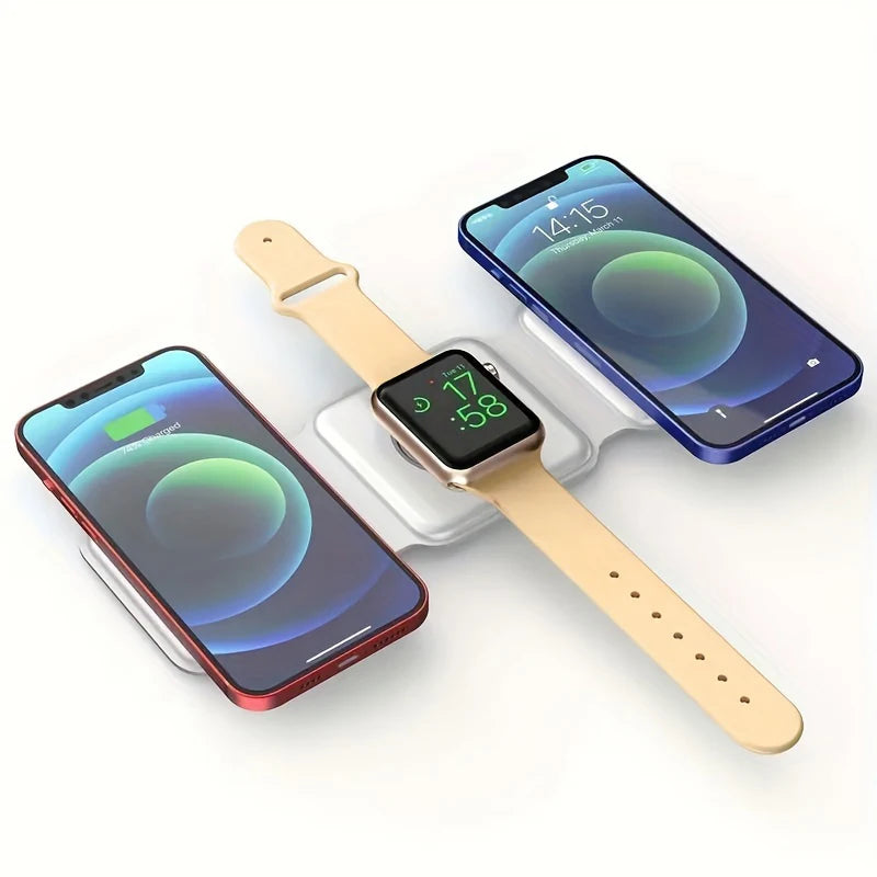 3 IN 1 Magnetic Wireless Charger for iPhone 15 14 13 12 Apple Watch AirPods 15W Fast Charging Dock Station Foldable Stand Charge